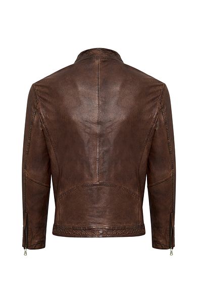 Derimod Immobile Men's Brown Sports Leather Jacket 24Wgd6439W8