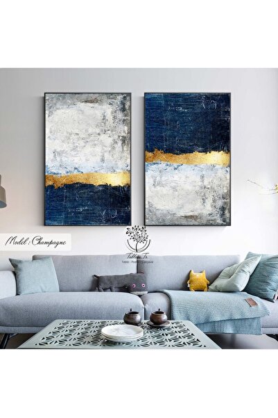 Tablomtr Metal Çerçeveli Gerçek Camlı Tablo Champagne 2 Li Set