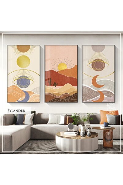 Tablomtr Metal Çerçeveli Gerçek Camlı Tablo Bylander 3 Lü Set