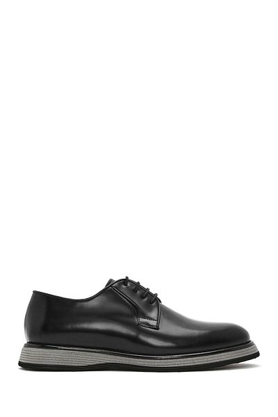 Derimod Men's Black Laced Leather Casual Shoes 25Sfd 670922