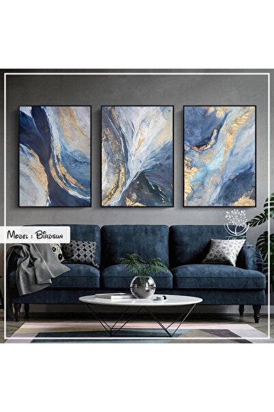Tablomtr Metal Çerçeveli Gerçek Camlı Tablo Birdsun 3 Lü Set