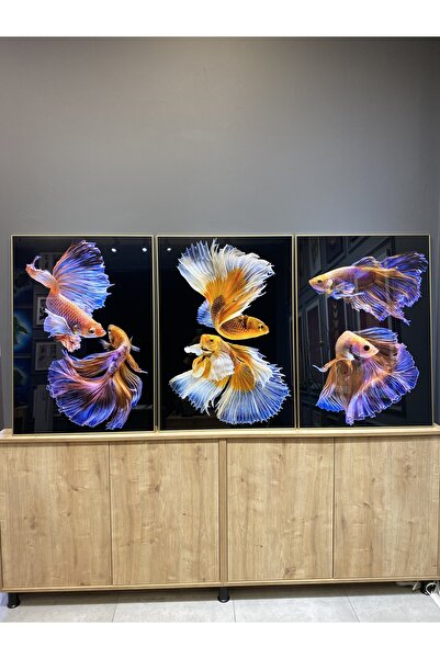 Tablomtr Metal Çerçeveli Gerçek Camlı Tablo GlowA 3 Lü Set