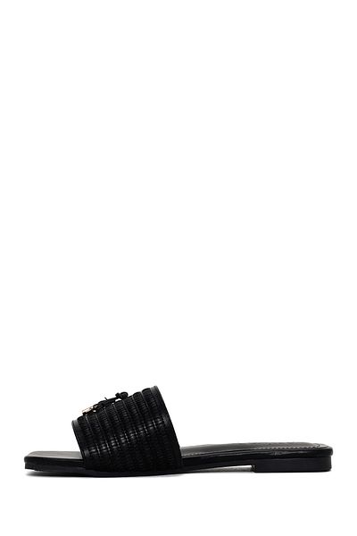 Derimod Women's Black Patterned Slippers 25Sfe 480014