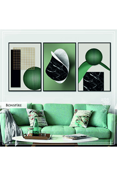 Tablomtr Metal Çerçeveli Gerçek Camlı Tablo Bonspire 3 Lü Set