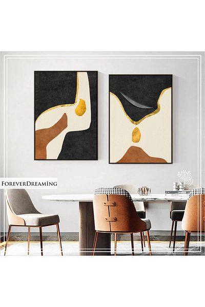 Tablomtr Set de 2 picturi decorative Forever Dreaming cu cadru metalic și sticlă