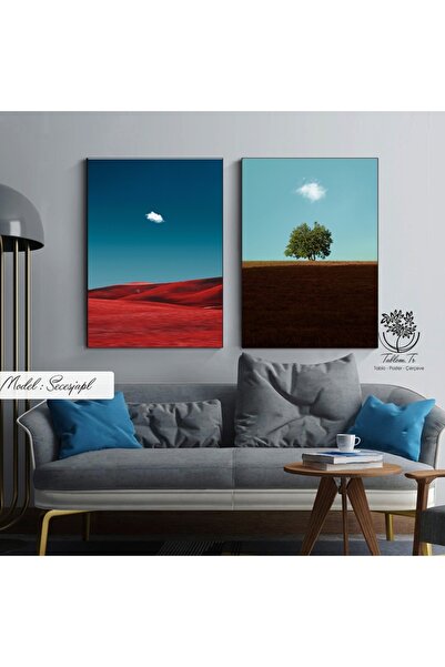 Tablomtr Metal Çerçeveli Gerçek Camlı Tablo Secesjapl 2 Li Set