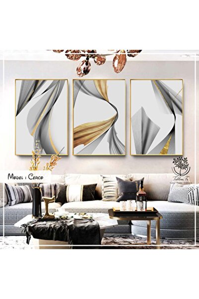 Tablomtr Metal Çerçeveli Gerçek Camlı Tablo Cerco 3 Lü Set