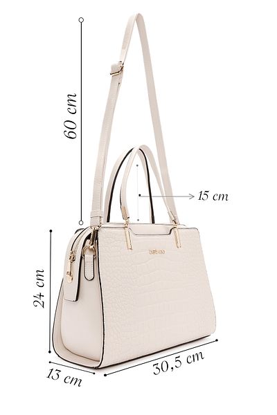 Derimod Women's Cream Crocodile Handbag 25Sbd2833E3