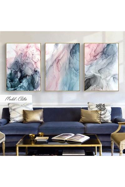 Tablomtr Metal Çerçeveli Gerçek Camlı Tablo Castro 3 Lü Set