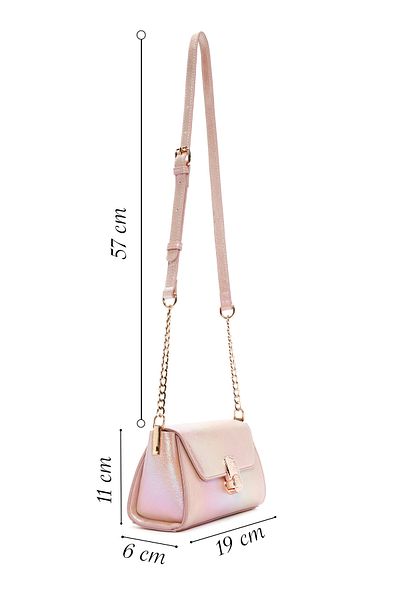Derimod Women's Pink Metallic Patent Leather Mini Crossbody Bag 25Sbd 280123