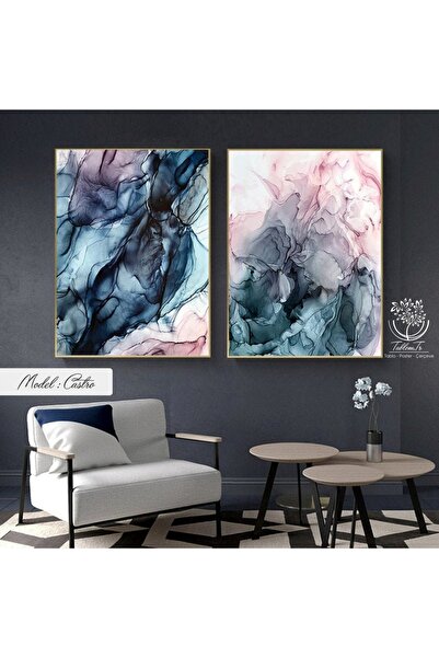 Tablomtr Metal Çerçeveli Gerçek Camlı Tablo Castro 2 Li Set