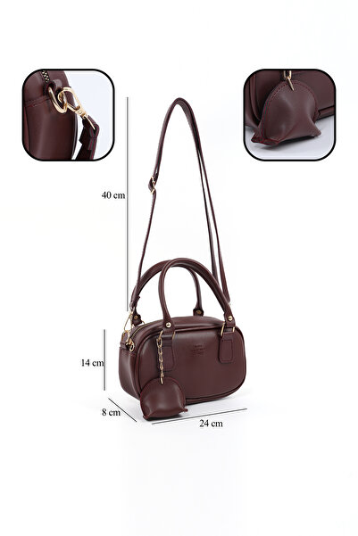 SHAKA Claret Red Shk207 Τσάντα χεριού, μπράτσου και ώμου με λεπτομέρεια γούρι από συνθετικό δέρμα με φερμουάρ και λουράκι