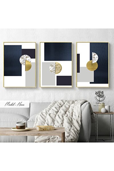 Tablomtr Metal Çerçeveli Gerçek Camlı Tablo Nova 3 Lü Set