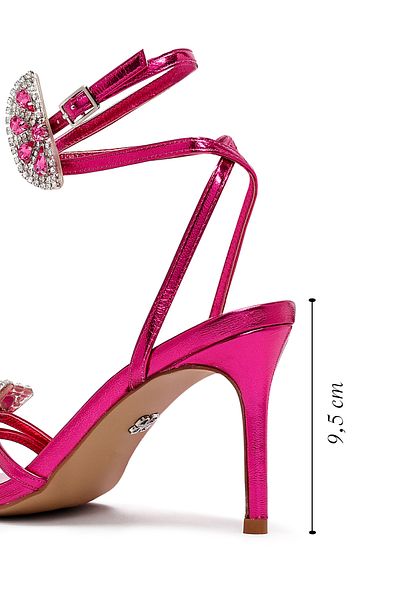 Derimod Women's Pink Ankle Buckle Stone Thin Heeled Shoes Sandals 25Sfe481932