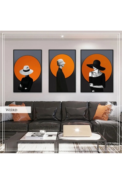 Tablomtr Metal Çerçeveli Gerçek Camlı Tablo Weird 3 Lü Set