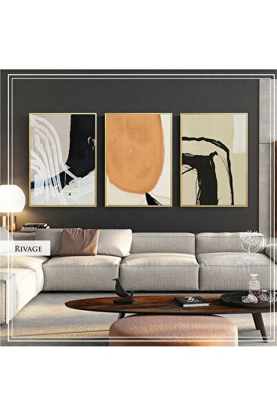 Tablomtr Metal Çerçeveli Gerçek Camlı Tablo RivageG 3 Lü Set