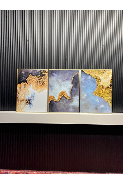 Tablomtr Metal Çerçeveli Gerçek Camlı Tablo Storm 3 Lü Set