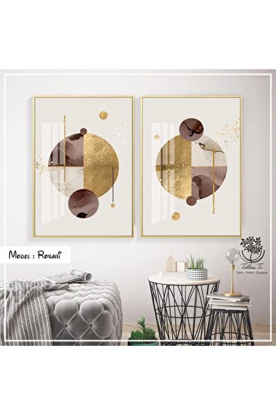 Tablomtr Metal Çerçeveli Gerçek Camlı Tablo Rosari 2 Li Set