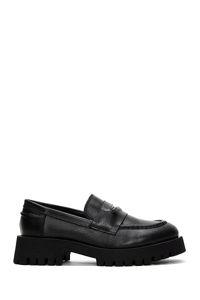 Derimod Pantofi de damă, negri, cu talpă groasă, din piele naturală, pantofi masculini, pantofi casual 25sfd180118