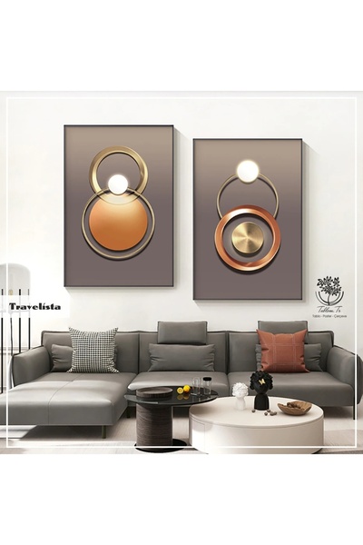 Tablomtr Metal Çerçeveli Gerçek Camlı Tablo Travelista 2li Set