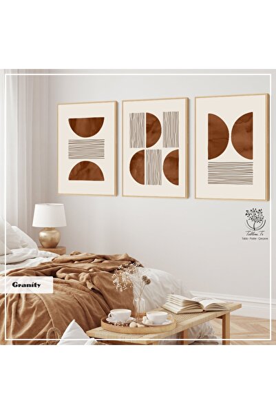Tablomtr Metal Çerçeveli Gerçek Camlı Tablo Granity 3 lü Set