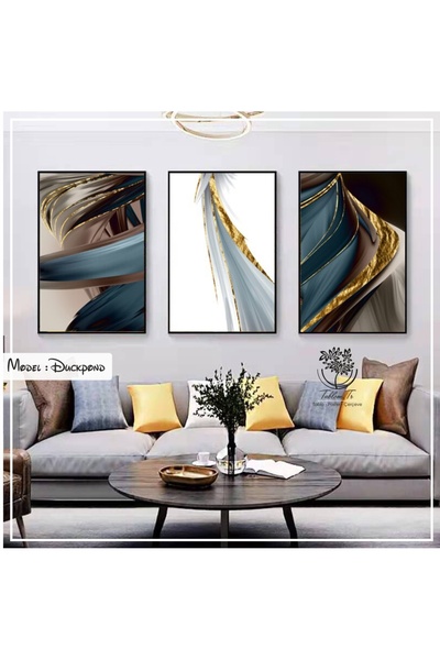 Tablomtr Metal Çerçeveli Gerçek Camlı Tablo Duckpond 3 Lü Set