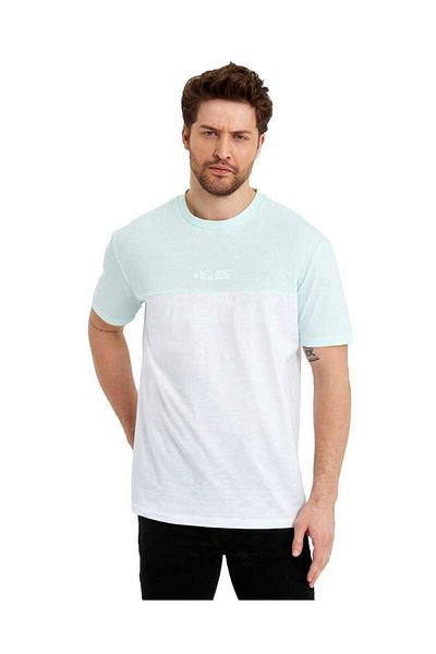 Adams Men's Crew Neck Colorblock Regular Fit Printed T-Shirt