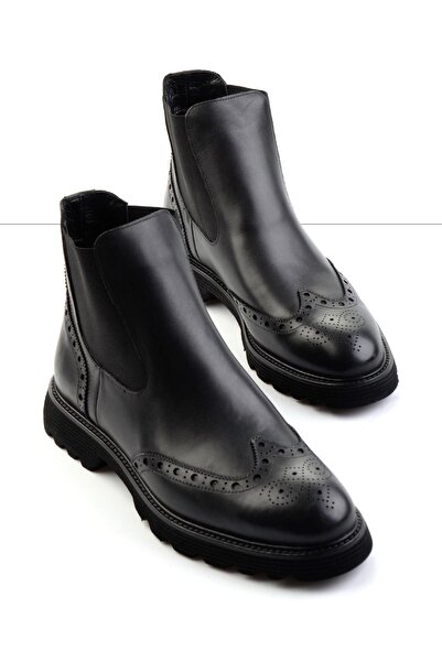 Bambi Siyah Antik Hakiki Deri Erkek Bot & Bootie E02757713241