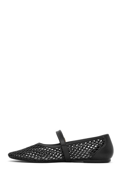 Derimod Women's Black Buckle Transparent Jelly Summer Ballerina Shoes 25Sfe4755Pv