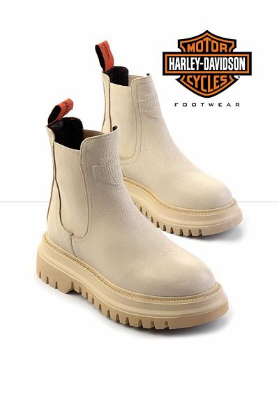 Harley Davidson Μπεζ Δερμάτινα Γυναικεία Μποτάκια & Μποτάκια Hd 0777003103