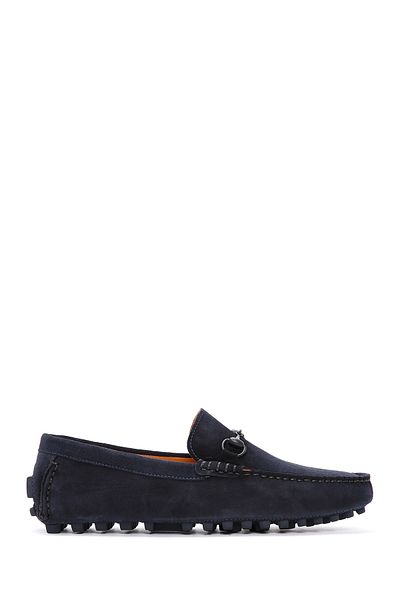 Derimod Men's Navy Blue Suede Leather Genuine Leather Penny Loafer Shoes Casual Daily Shoes 25Sfd630810