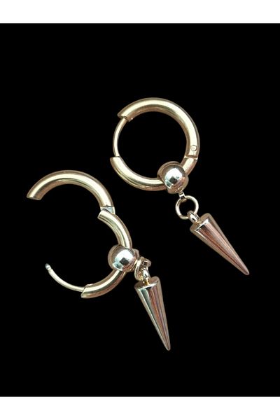 Vira Gold Colored Minimalist Trendy Steel Earrings - Daily Use, 1 Pair Style, 28