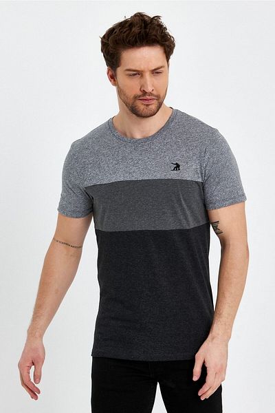 Adams Tricou pentru bărbați din bumbac pieptănat cu mânecă scurtă cu decolteu