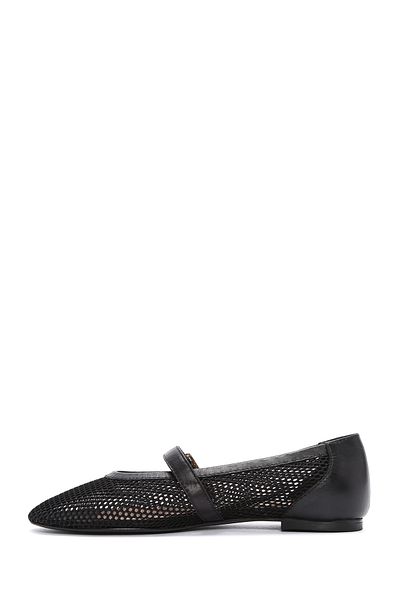 Derimod Women's Black Mesh Strappy Summer Ballerina Shoes 25Sfd14016F