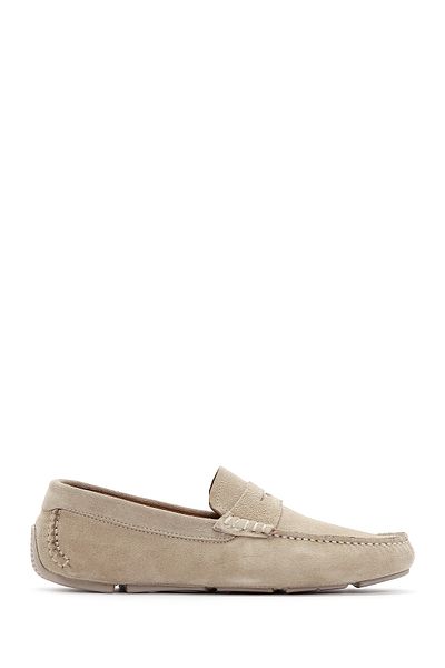 Derimod Bărbați, piele de căprioară bej, piele naturală, pantofi Penny Loafer, pantofi casual de zi cu zi 25sfd630310