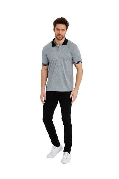 Adams Tricou cu mânecă scurtă din bumbac, cu guler polo, jacquard