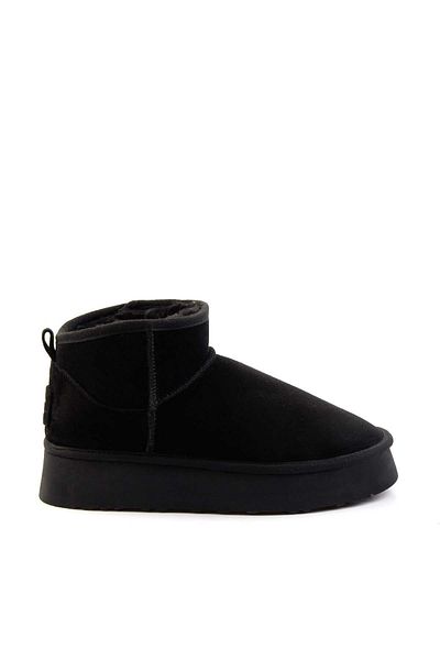 Bambi Μαύρο Suede Γνήσιο Δερμάτινο Γυναικείο Μποτάκι & Μποτάκι K02422009002