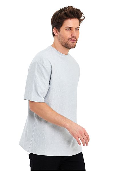 Adams Tricou supradimensionat pentru bărbați, cu mânecă scurtă, cu decolteu rotund din material jacquard
