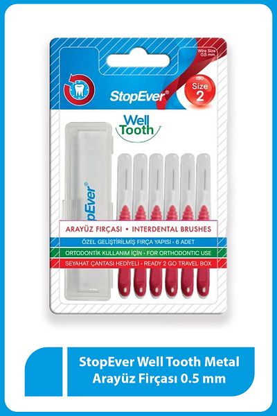 StopEver Well Tooth Metal Interface Brush 0.5 mm Red Size 2