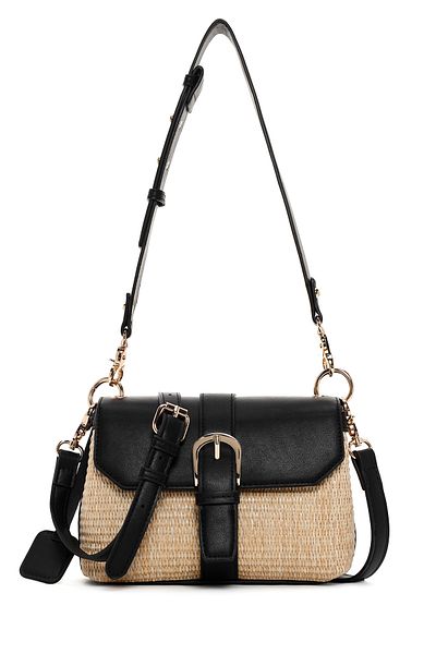 Derimod Women's Black Long Strap Straw Shoulder Bag 25Sbd2716M7