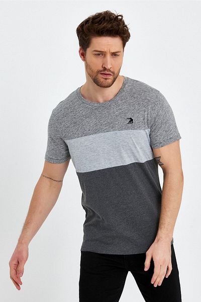 Adams Tricou bărbătesc din bumbac pieptănat, cu mânecă scurtă, cu gât crew