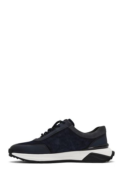 Derimod Men's Navy Blue Thick Sole Lace up Suede Leather Sneaker 25Sfd 694610