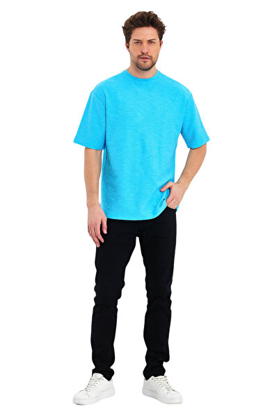 Adams Жаккардова тканина, велосипедна комір, короткий рукав, оверсайз чоловіча футболка