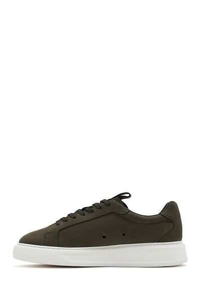 Derimod Men's Khaki Lace-Up Nubuck Leather Sneaker 25Sfd6104V3
