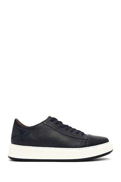 Derimod Men's Navy Blue Lace-Up Thick Sole Leather Sneaker 25Sfd 610618