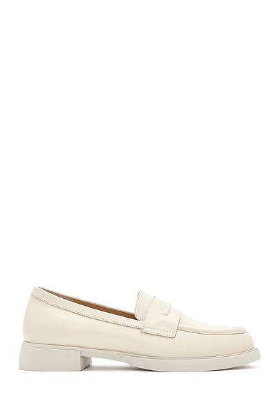 Derimod Women's Cream Leather Genuine Leather Masculine Penny Loafer Shoes Casual Daily Shoes 25Sfd182318
