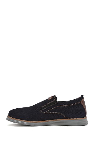 Derimod Men's Navy Blue Nubuck Genuine Leather Penny Loafer Shoes Casual Daily Shoes 25Sfd7104V3