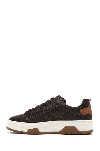 Derimod Men's Brown Lace-Up Thick Sole Leather Sneaker 25Sfd6882Ft