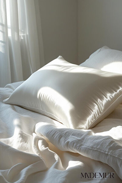 MA'DEMUR 100% Pure Silk Sheath White Color 50X70 cm