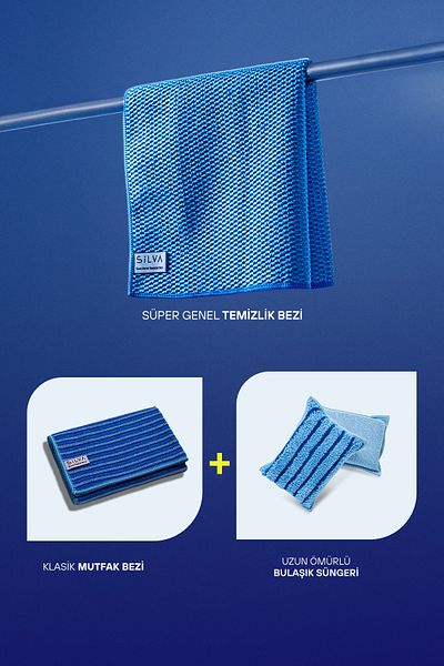 Silva Must-Have Cleaning Kit (Super General Cleaning Cloth + Classic Kitchen Cloth + Dish Sponge)